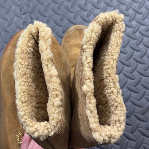 Coach Sherpa Lined Logo Winter Ankle Boots Womens Size 9 Brown Suede Round Toe - Picture 6 of 8